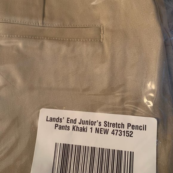 NWT LANDS' END JUNIOR'S STRETCH PENCIL PANTS KHAKI 1 & 7 - Picture 6 of 9